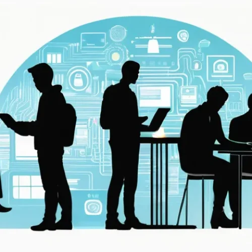 Home 27 AI 프로젝트의 데이터 프라이버시 관리 - **Prompt:** "A diverse group of individuals, representing different ages and backgrounds, each holdi...