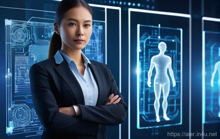 AI 프로젝트의 데이터 프라이버시 관리 - **Prompt:** "A diverse group of individuals, representing different ages and backgrounds, each holdi...