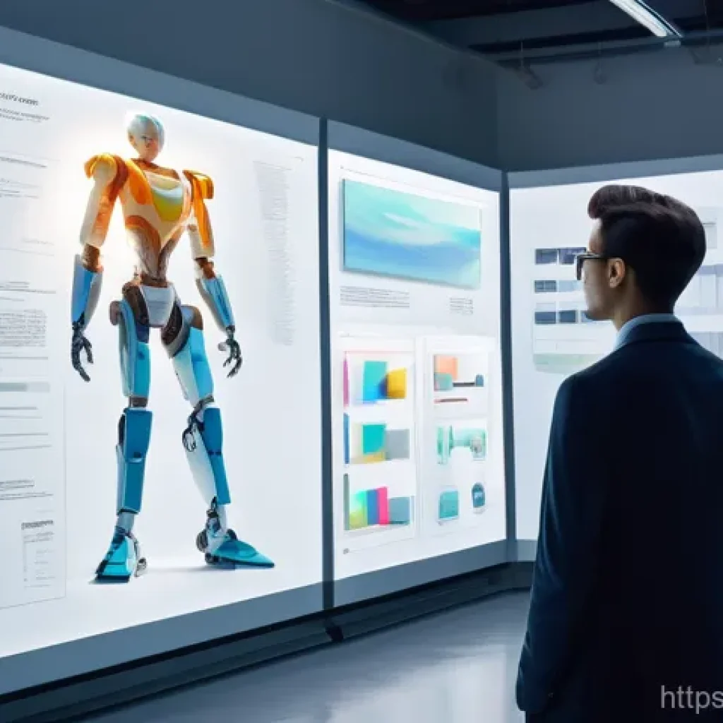 AI 관련 특허와 저작권 이슈 - A sleek, futuristic AI robot, with sophisticated sensors and articulated arms, meticulously painting...